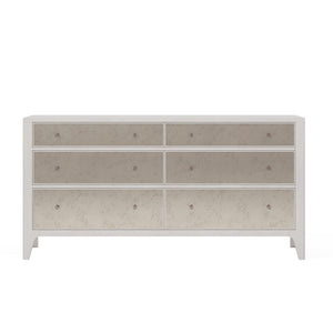 A.R.T. Furniture Mezzanine Dove Gray Mirrored Dresser With Six Drawers, Cedar Lined, Elegant Antique Finish & Hardware Light Gray Parawood And Poplar Solids,Maple Veneer,Mirror 325131-2249