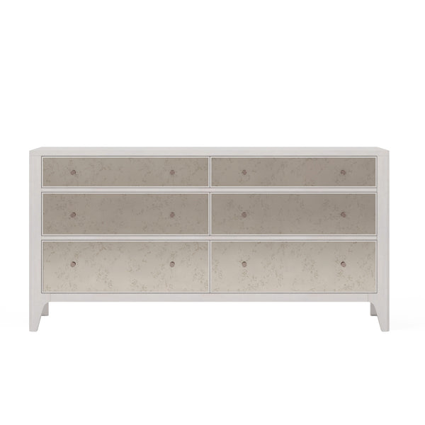 A.R.T. Furniture Mezzanine Dove Gray Mirrored Dresser With Six Drawers, Cedar Lined, Elegant Antique Finish & Hardware Light Gray Parawood And Poplar Solids,Maple Veneer,Mirror 325131-2249