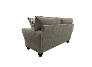 Porter Designs Reese Modern Upholstered Loveseat With Elegant Abstract Pillows For Stylish Comfort Brown Fabric 01-207-02-2962