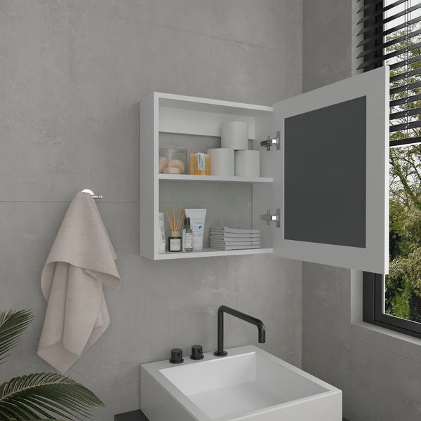 English Elm Luma Mirrored Medicine Cabinet 18.6" W x 5.7" D x 20.5" H Wall Organizer with Two Shelves, Sleek Durable Design White 24.9 L x 20.1 W x 4 H B070P234354