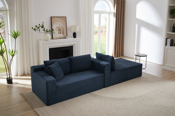 English Elm L-Shaped Cloud Sectional Sofa - Deep Seat Comfort, No Assembly, Modular Sleeper For Any Space, Blue W2339P294927