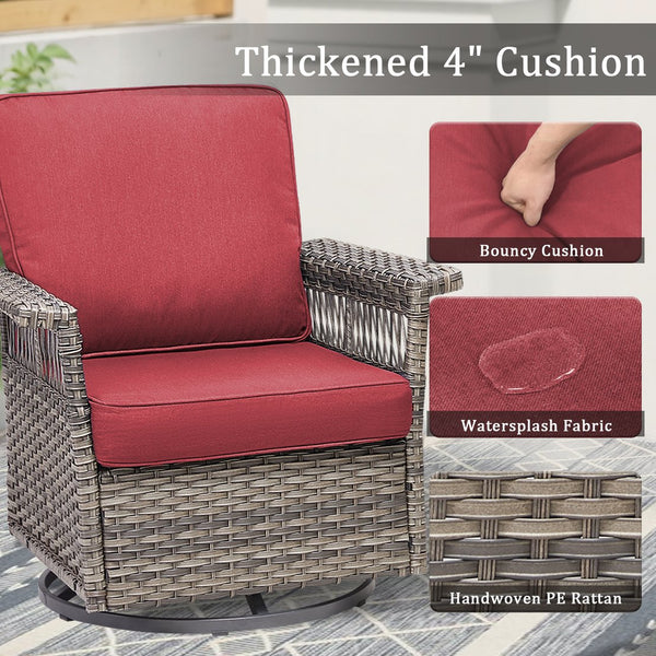 English Elm 2 Outdoor Swivel Rocker Patio Chairs High Back Deep Seat Olefin Cushions Steel Base Red T3773P416508