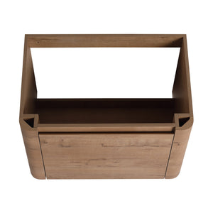 English Elm 68'' Wall-Mounted Bathroom Vanity with White Ceramic Sink, Plywood Shelves, Soft-Close Door Elegance W999S00382