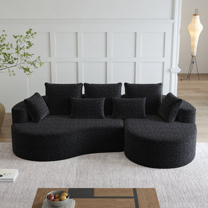 English Elm Modern Chenille Cloud Sectional Sofa Deep Curved 4 Seat Modular Living Room Couch W834S00488
