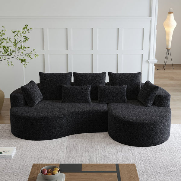 English Elm Modern Chenille Cloud Sectional Sofa Deep Curved 4 Seat Modular Living Room Couch W834S00488