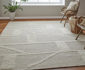 Feizy Rugs Ashby Hand-woven Wool Rug - Timeless Geometric Design In Muted Neutrals For Elegant Spaces Tan,Ivory Wool Ash8908fbgeivye50