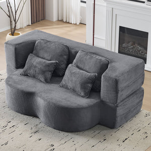 English Elm Queen Foldable Sofa Bed Plush Chenille Futon with High-Density Foam Convertible Sleeper Mattress Comfort Dark Gray W1829P280219