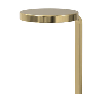 English Elm Sylvie Marble Side Table White & Gold — Handcrafted C-Shape End Table, Portable, Space-Saving Design B136P203464