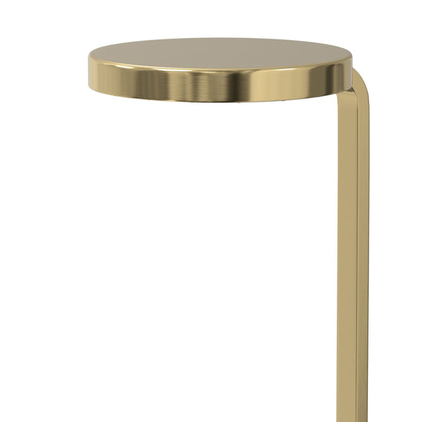 English Elm Sylvie Marble Side Table White & Gold — Handcrafted C-Shape End Table, Portable, Space-Saving Design B136P203464