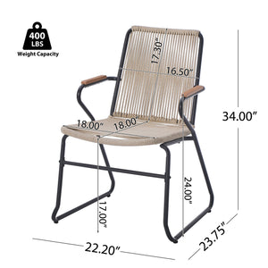English Elm Christopher Knight Home® - MOONSTONE Light Brown Woven Rope Club Chairs Set of 2 – Powder-Coated Iron Frame, Modern Outdoor Seating N775P251643B