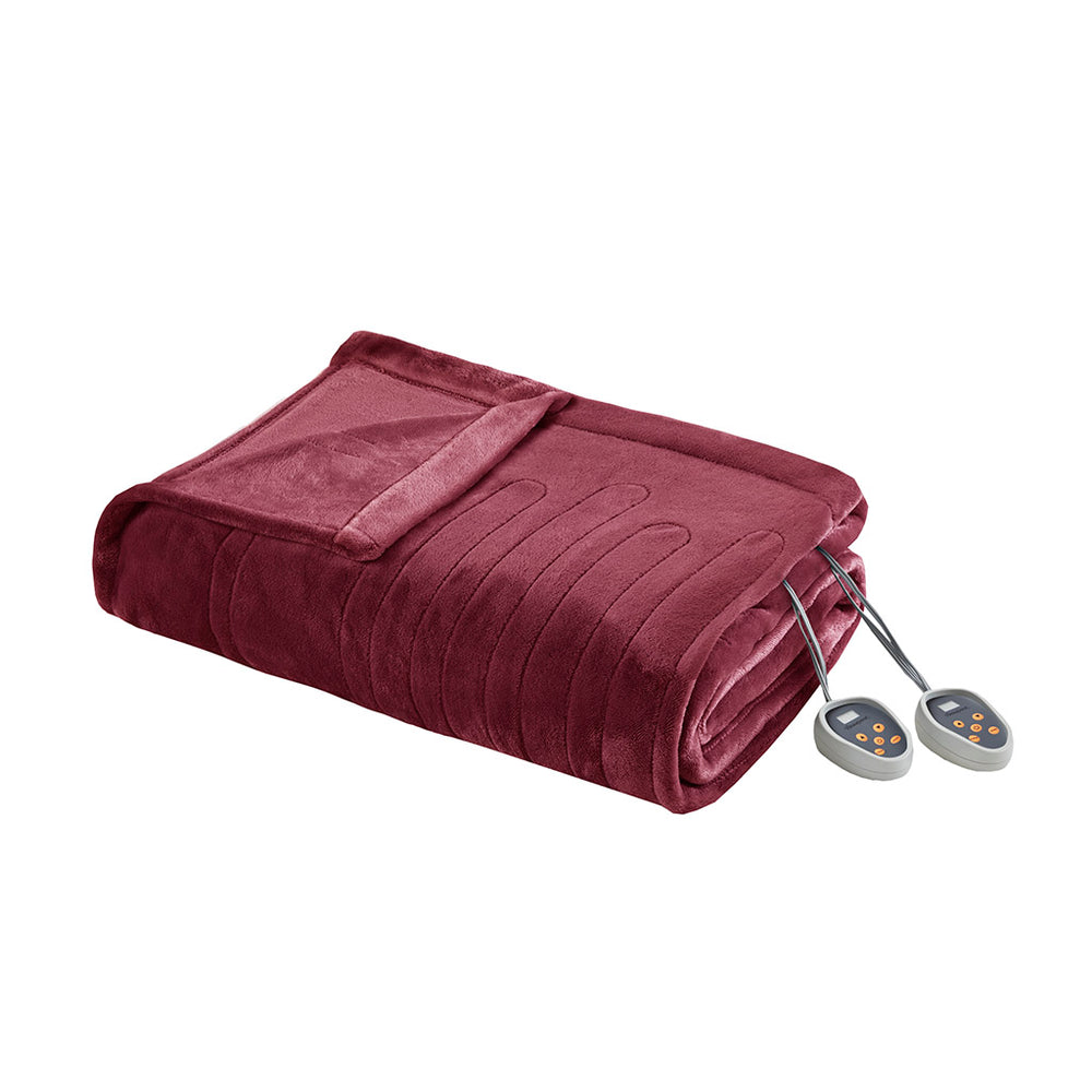 JLA Home Beautyrest - Blanket Beautyrest Heated Microlight Plush with Secure Comfort Tech, 20 Temps, Auto Shut-Off 100 L x 90 W x 0.25H BR54-0528