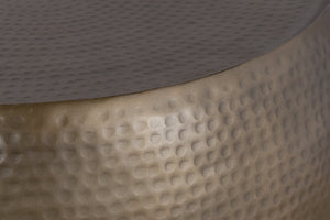 English Elm CT501 Hand-Hammered Round Aluminum Coffee and End Table Set — Drum Design, Textured Accent, No Assembly Required Gold B009S01532