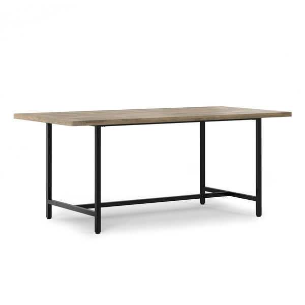 English Elm Campbell Grey Mango Wood Dining Table 72"x36" Modern Industrial Solid Wood Top, Iron Base, 6-Seater B136P266907