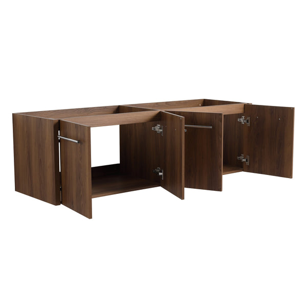 English Elm 60 Inch Wall-mounted Bathroom Vanity Cabinet with Soft-Close Doors, Eco Plywood, Scratch & Water-Resistant Finish Brown Ebony W999P208034
