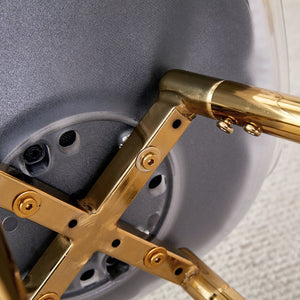 English Elm Modern White+Gold Upholstered Bar Chair with Metal Legs, Compact Waterproof PU Seat, Easy 10-15min Assembly W1512P400706