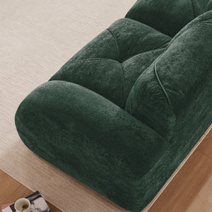English Elm 110''boneless Velvet Sectional Sofa Modular Cloud Seating with Tufted Cushions for Living Rooms Green W714S01613