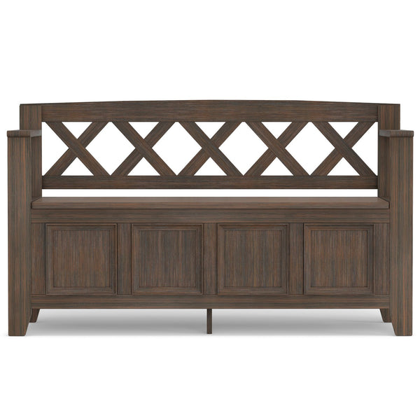 English Elm Amherst Solid Wood Entryway Storage Bench – Farmhouse Brown, Stylish Seating & Practical Storage Solution B136P158336