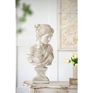English Elm 10x9x22" Classical Female Bust Magnesium Sculpture Indoor Outdoor Garden Pedestal Accent W2078P494899
