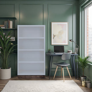 English Elm Nora Modular 60" High Bookshelf – Fully Assembled Two-Tone Alder & Poplar Shelving for Stylish Storage White B108P345202