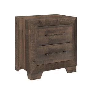 English Elm Wallace & Bay - Plinz Brown 2-Drawer Nightstand with Classic Penny Finish, Engineered Wood, Compact 22x16x24" Design B2709P212351