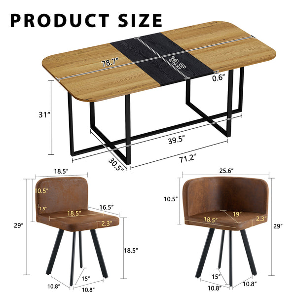 English Elm 9-piece Square Dining Set Seats 8 with Suede Chairs and Two-tone Metal Frame Black,Brown,Wood W3875S00137