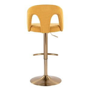 English Elm Adjustable Swivel Barstools Set of 2 White Fabric Padded Seats Chrome Base Yellow B202S01951