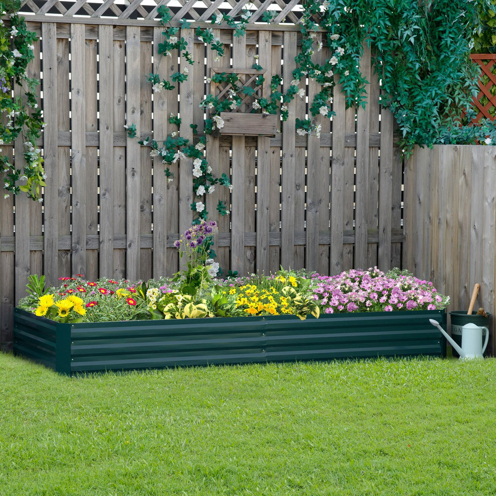 English Elm Outsunny Galvanized Steel Raised Garden Bed for Vegetables Herbs and Outdoor Planting W2225P175537