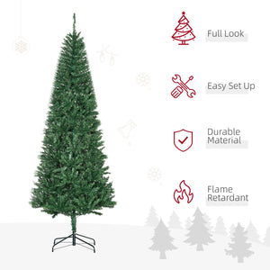English Elm Homcom 7' Slim Fir Artificial Christmas Tree - Realistic, Space-Saving Design For Holiday Cheer W2225P229505