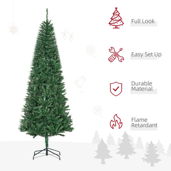 English Elm Homcom 7' Slim Fir Artificial Christmas Tree - Realistic, Space-Saving Design For Holiday Cheer W2225P229505
