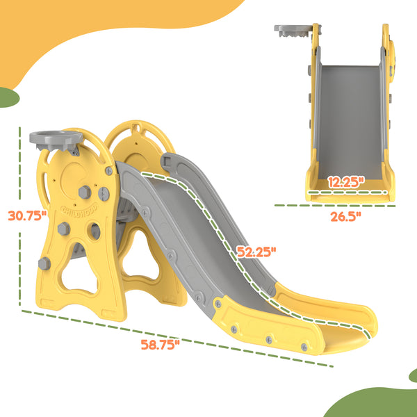 English Elm Qaba 3 in 1 Toddler Climber Slide Set with Basketball Hoop Duck Playroom Fun W2225P229339