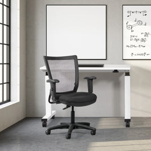 OSP Home Furnishings Office Ergonomic Task Chair with Mesh Back Pu Padding Adjustable Arms and Lumbar Support SPX693734