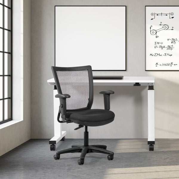 OSP Home Furnishings Office Ergonomic Task Chair with Mesh Back Pu Padding Adjustable Arms and Lumbar Support SPX693734