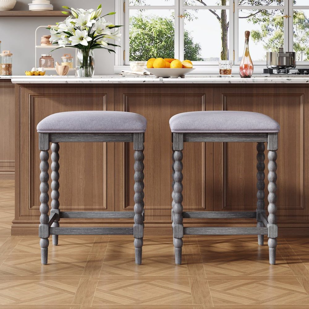 English Elm Christopher Knight Home® - 26''Counter 26'' Counter Stools Set Of 2 - Stylish Acacia Wood Frame, Foam-Padded Seats For Kitchen & Bar Use N780P339749G
