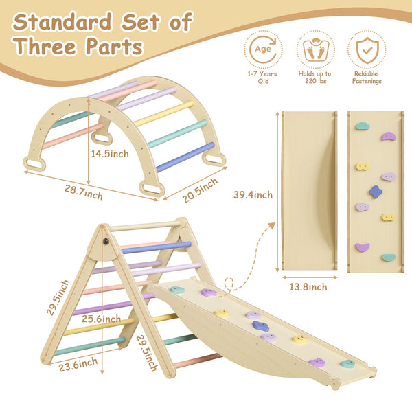 English Elm 5 in 1 Pikler Triangle Wooden Climbing Set Montessori Toddler Indoor Play Gym T3210P426420