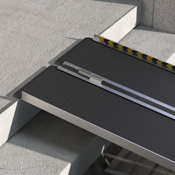 English Elm Homcom Folding Aluminum Wheelchair Ramp with Non-slip Grip and 600lb Capacity W2225P217469
