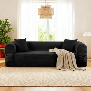 English Elm 3seater Corduroy Cloud Sofa No Assembly Pillow Soft Seating for Apartments and Living Rooms Gray W3396P483189