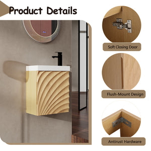 English Elm 18.5" Wall-Mounted Bathroom Vanity With Soft-Close Door & Resin Sink For Coastal Charm & Storage W1972P362136