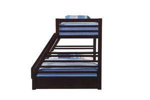 English Elm Jason Twin/Full Bunk Bed with Built-In Storage Drawers, Solid Wood Frame, Slatted Guardrail Design Espresso 85.5 L x 20.1 W x 12.4 H B2726S00488