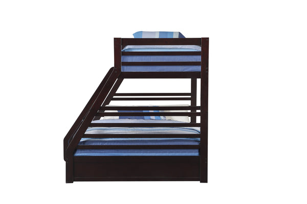 English Elm Jason Twin/Full Bunk Bed with Built-In Storage Drawers, Solid Wood Frame, Slatted Guardrail Design Espresso 85.5 L x 20.1 W x 12.4 H B2726S00488