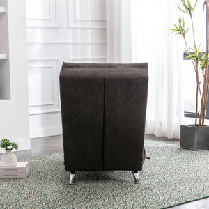 English Elm Linen Ergonomic Massage Chaise Lounge with Remote Control, 140° Recline, Heavy-Duty Frame, 5 Modes Dark Gray W39539626
