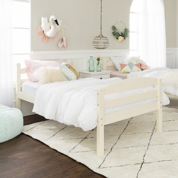 English Elm Walker Edison - Transitional Solid Pine Twin-Over-Twin Bunk Bed Frame with Safety Rails, Ladder & Slat Support White 81 L x 14.76 W x 9.84 H B185P326695