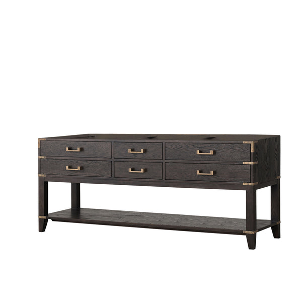 English Elm Brown Oak Double Bath Vanity 80" W x 22" D — Solid Wood Frame, Soft-Close Drawers, Open Shelf Storage and Fully Assembled Elegance B2731P260328