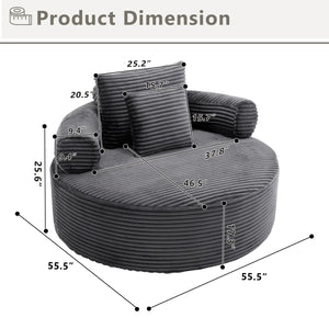 English Elm Round Sectional Sleeper Sofa Memory Foam Cloud Couch for Contemporary Living Spaces W3224P444274