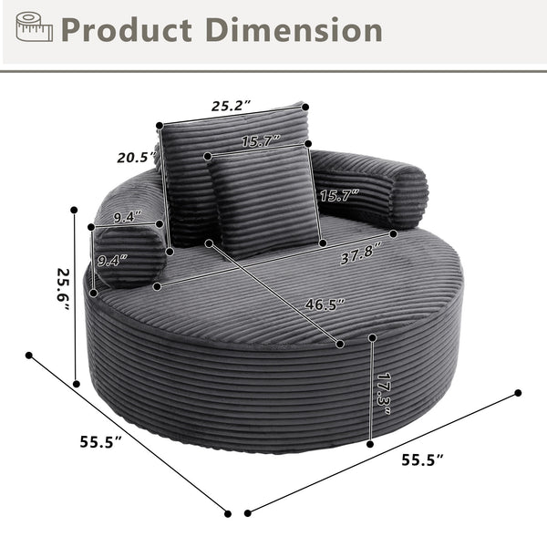 English Elm Round Sectional Sleeper Sofa Memory Foam Cloud Couch for Contemporary Living Spaces W3224P444274