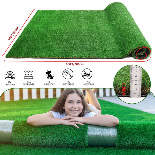 English Elm 6.5ftx10ft Outdoor Artificial Grass Runner Thick Turf Rug for Patio Pet Areas W1790P351207