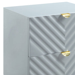 English Elm Gaines Modern Gray High Gloss Nightstand with 2 Drawers, Metal Legs, 66lb Top Capacity, KD Finish B2726P277291