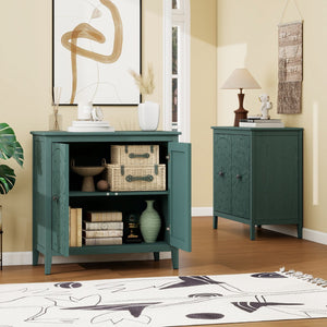 English Elm Geometric Diamond Embossed Sideboard Cabinet Matte Vintage Mdf Entryway Storage Green W688P364740
