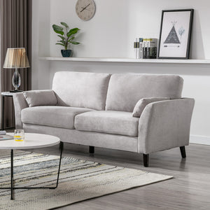 English Elm Damiano Three Seat Woven Fabric Sofa with Solid Wood Legs for Modern Living Rooms Light Gray B2749S00151