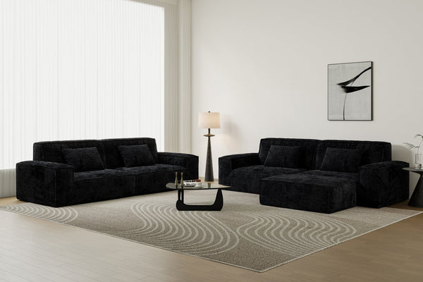 English Elm 106.3 Inch Striped Compression Sofa - Modern Comfort, Versatile Design For Living Room Or Bedroom W3147S00017