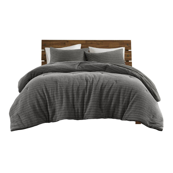 English Elm 3PCS King Comforter Set – Plush Washed Microfiber Comforter & Shams, Hypoallergenic 100% Poly Fill Luxury Charcoal 23 L x 21 W x 13 H B035P341107